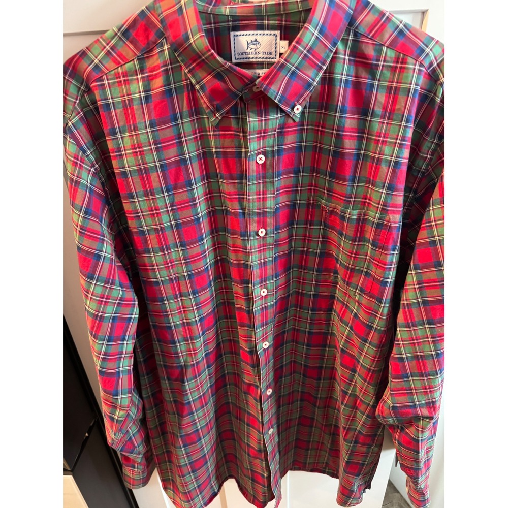 Southern Tide Classic Fit Men's Plaid Button Down Shirt Long Sleeve‎ XL